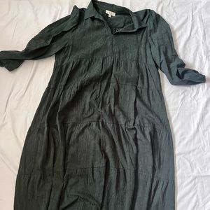 Umgee, tiered, green LS Maxi dress